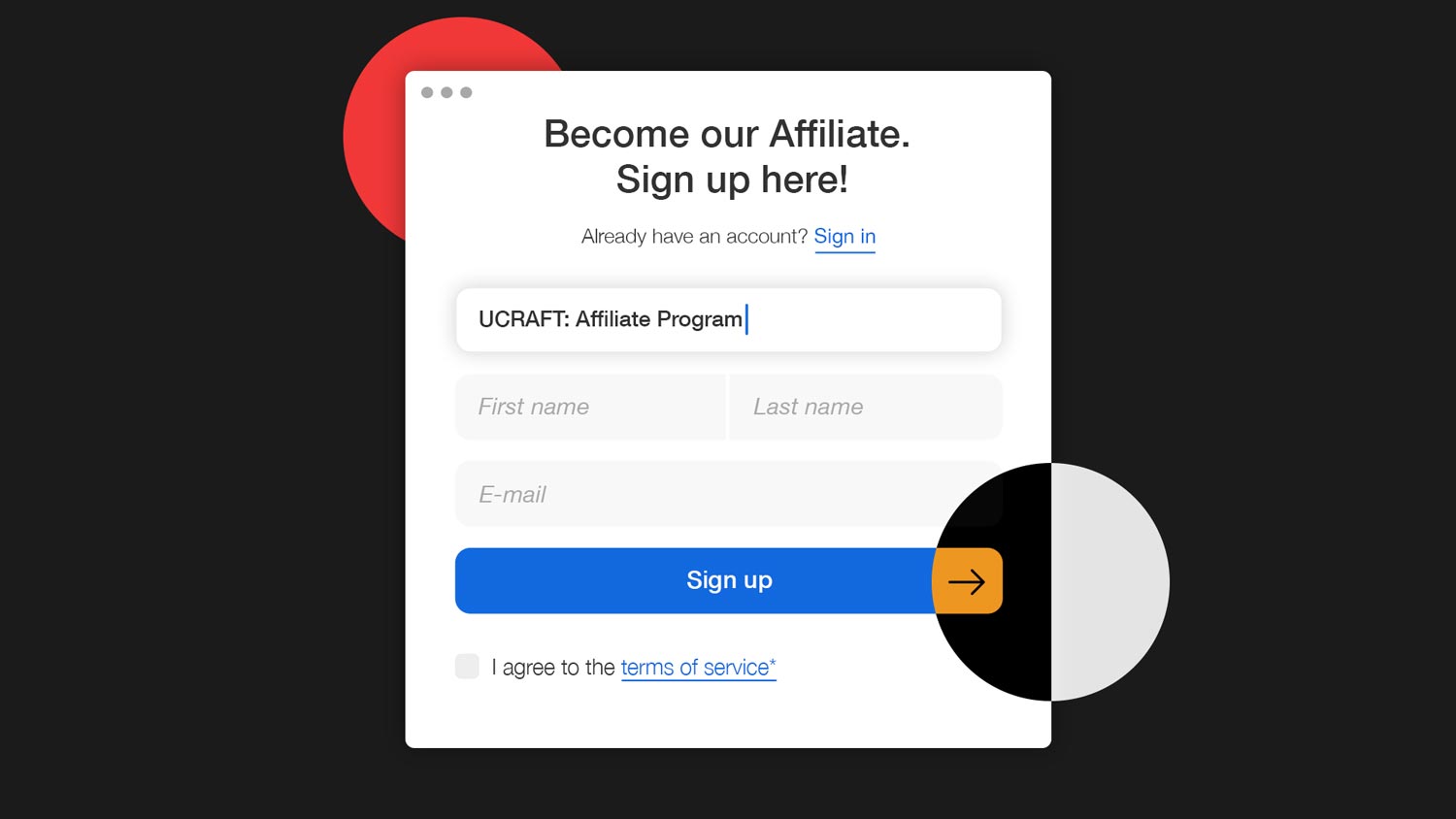 Sign up-ucraft affiliate program